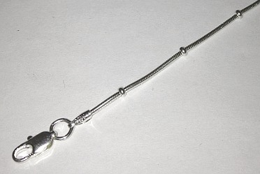 Sterling Silver Snake Beaded Bracelet 190mm