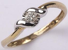 Diamond Solitaire with Twist setting 9ct Gold 0.10Ct Diamond