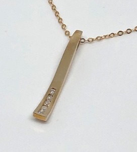 9ct Gold Diamond set Stick Pendant