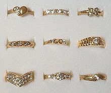 Pack 24 x Gold tone Clear Stone set Rings