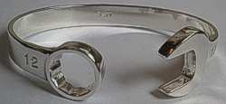 Silver Double Ended Spanner Wrench Bangle - 12mm Spanner shape