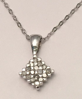 9ct White Gold Pave set Diamond Pendant